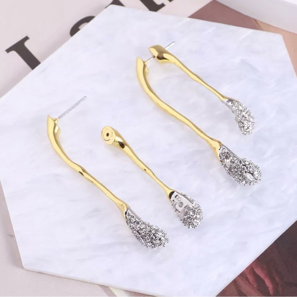 ALEXIS BITTAR Solanales Drop Gold & Crystal Front Back Link Earrings - LAST PAIR - Picture 9 of 10